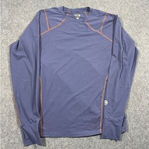 Mountain Hardwear Mens Large Blue Long Sleeve Base Layer Thumbhole Crew Neck Top